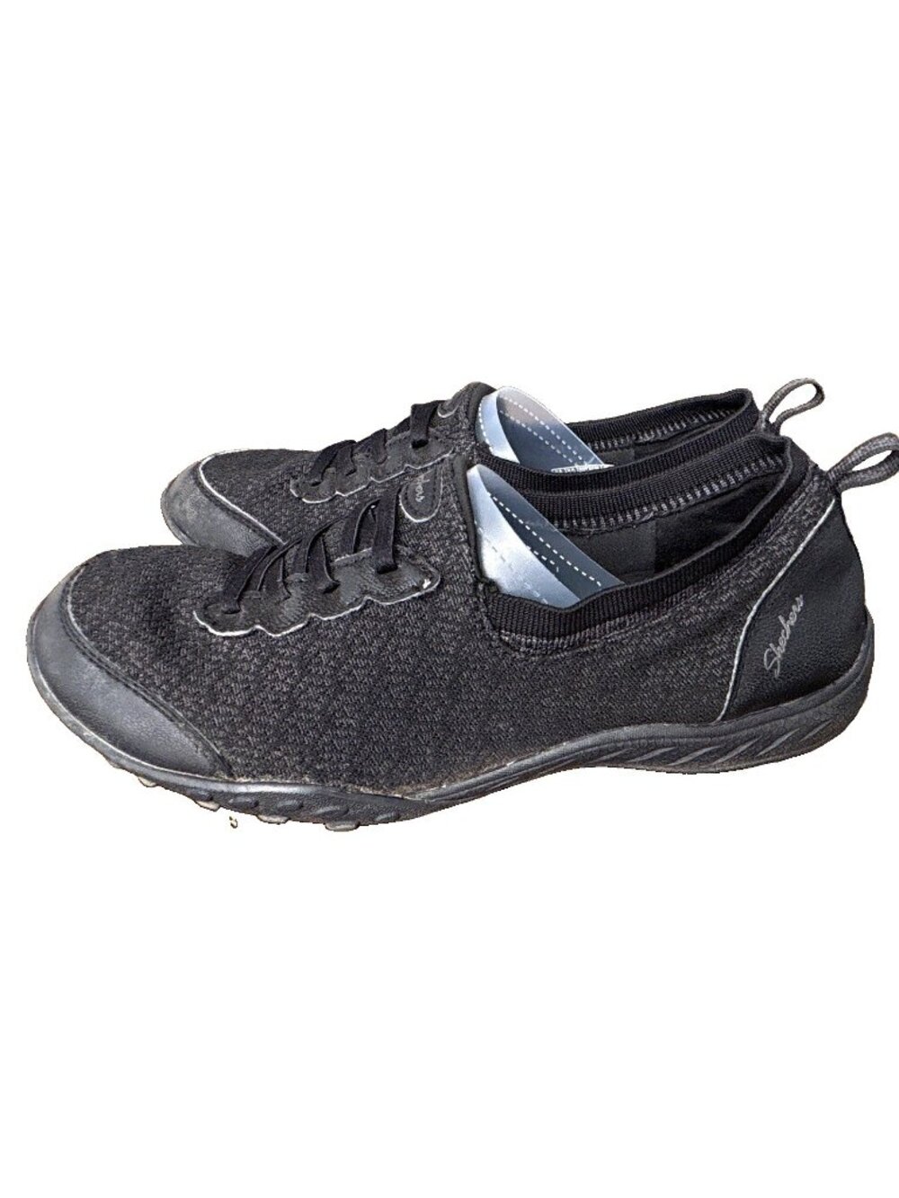 SKECHERS Relaxed Fit Memory Foam Black Low Top Lace-Up Sneakers Sz. 7.5”